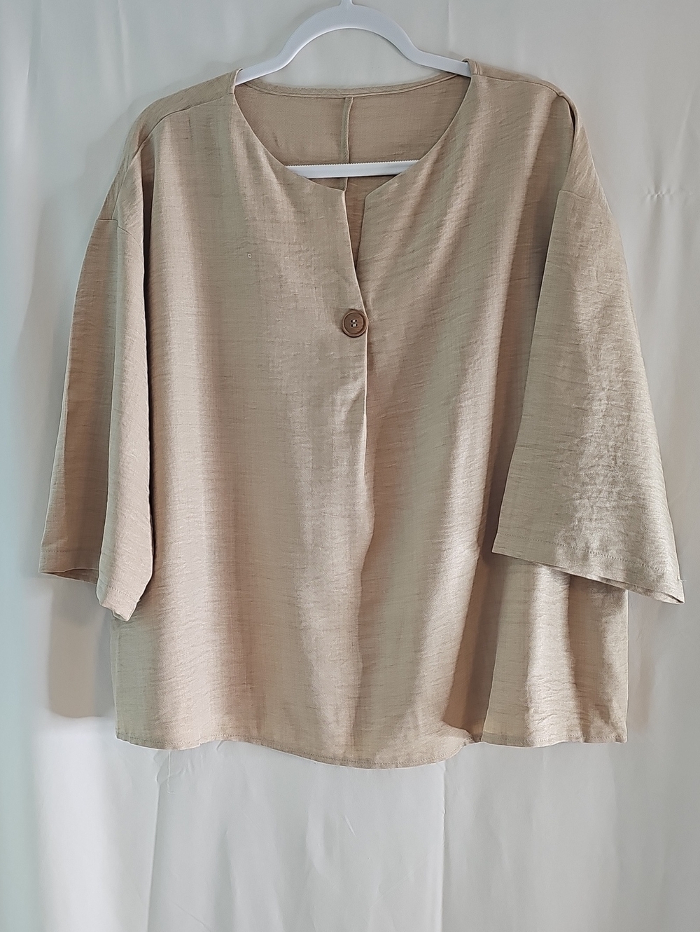 SHEIN Beige Button-Front Tunic Top
